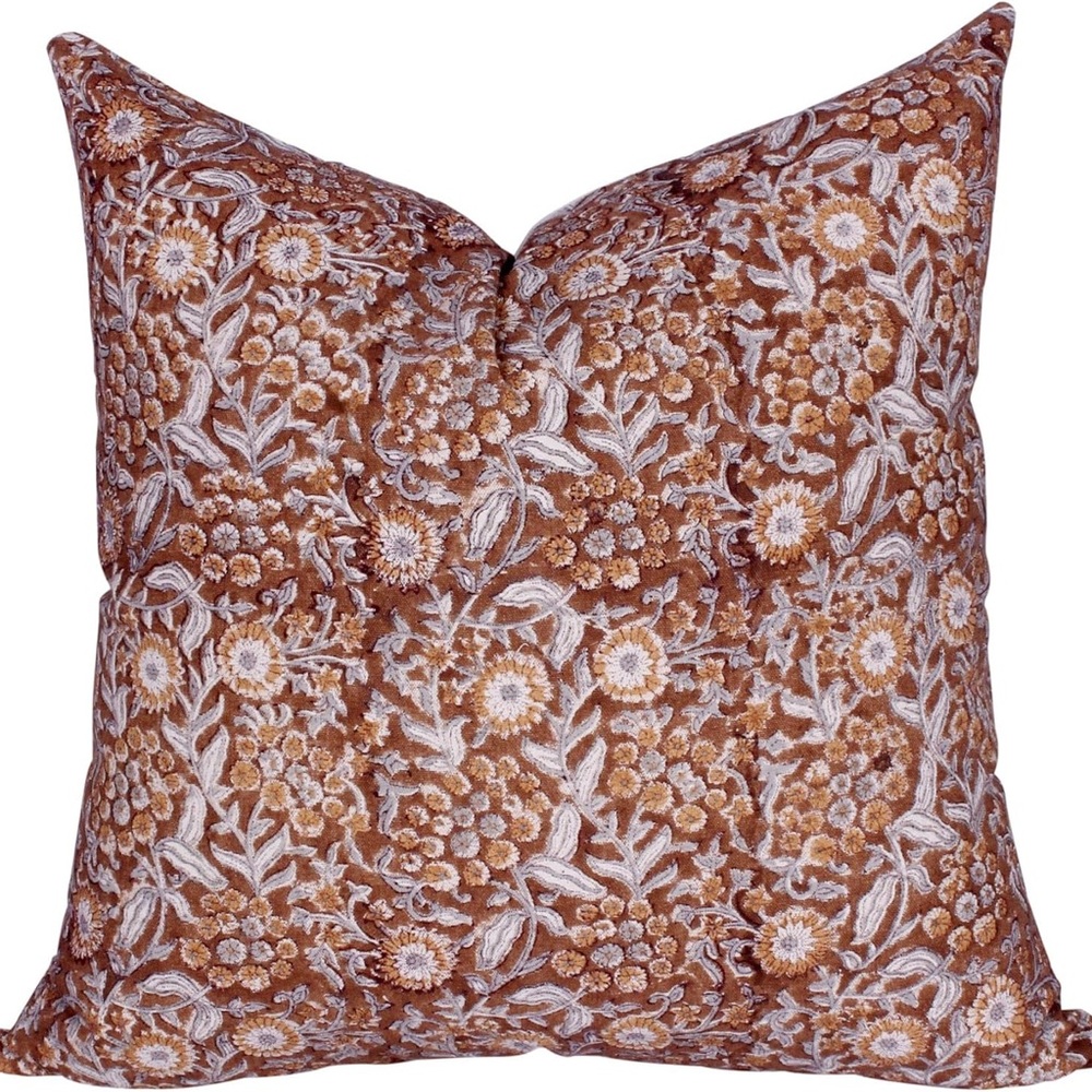 20x20 Hand Block Print Pillow Cover Duck Canvas